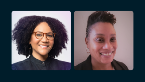 headshots of two black women set on a black background