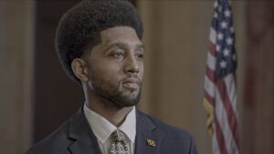 screen shot of Baltimore Mayor Byron Scott from film The Body Politic